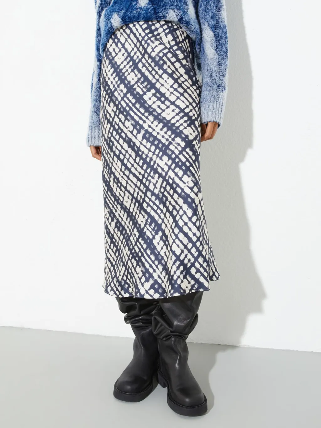 Silk Twill Midi Skirt