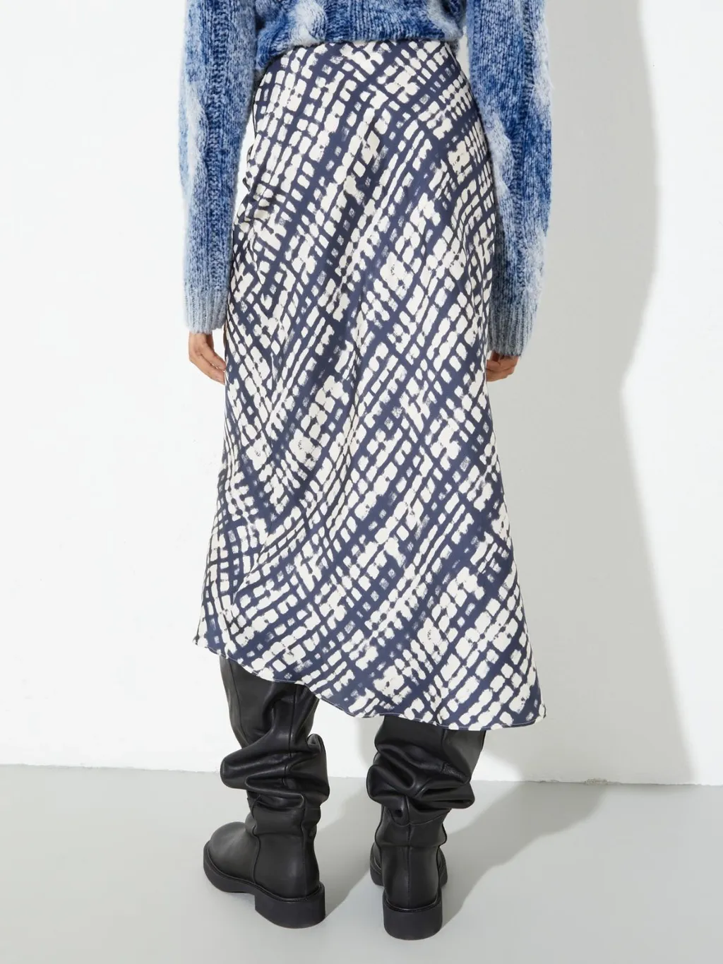 Silk Twill Midi Skirt