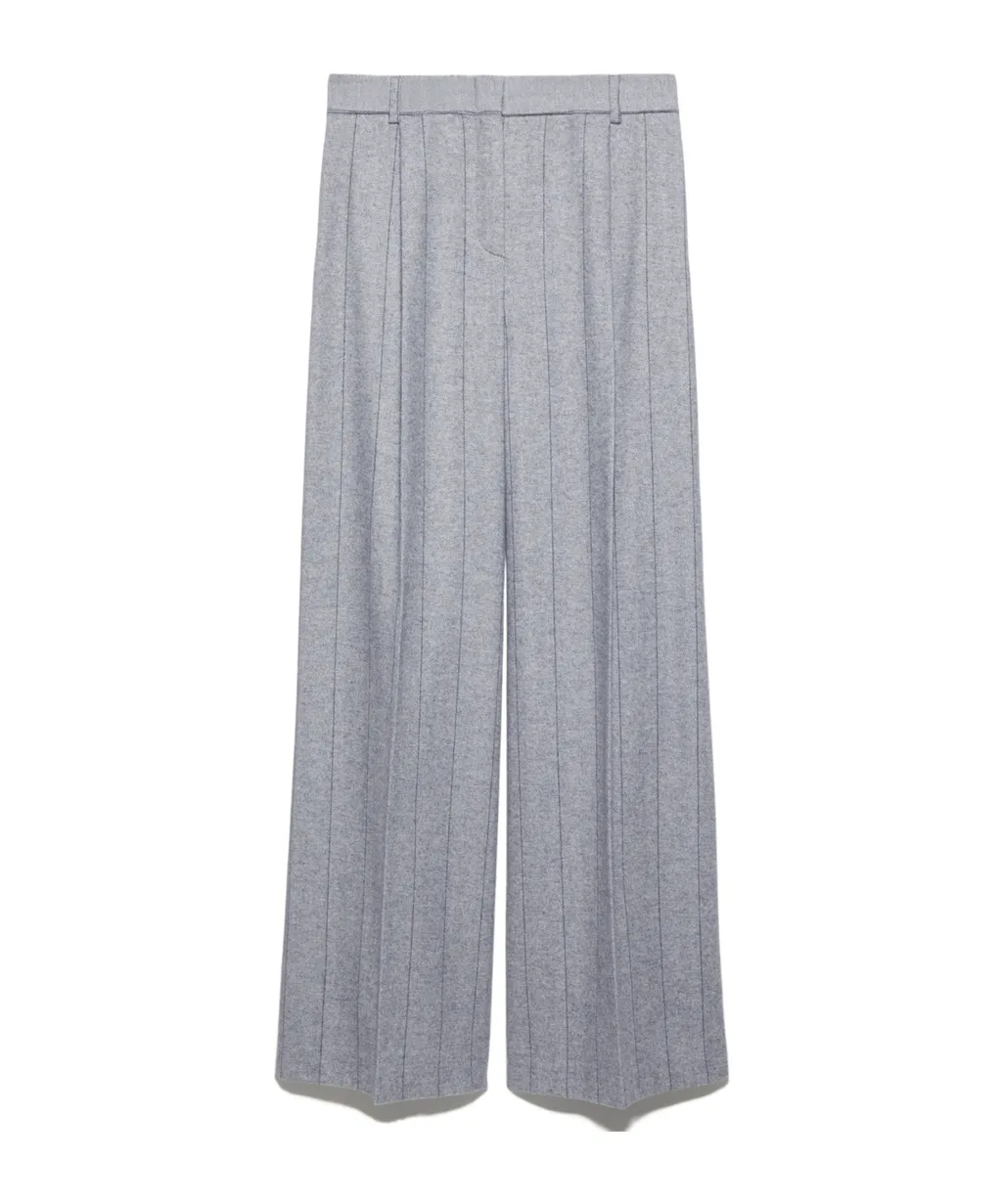 Wool Wide-Leg Casual Pants