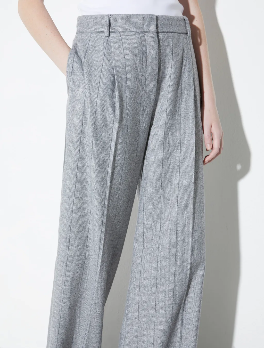 Wool Wide-Leg Casual Pants