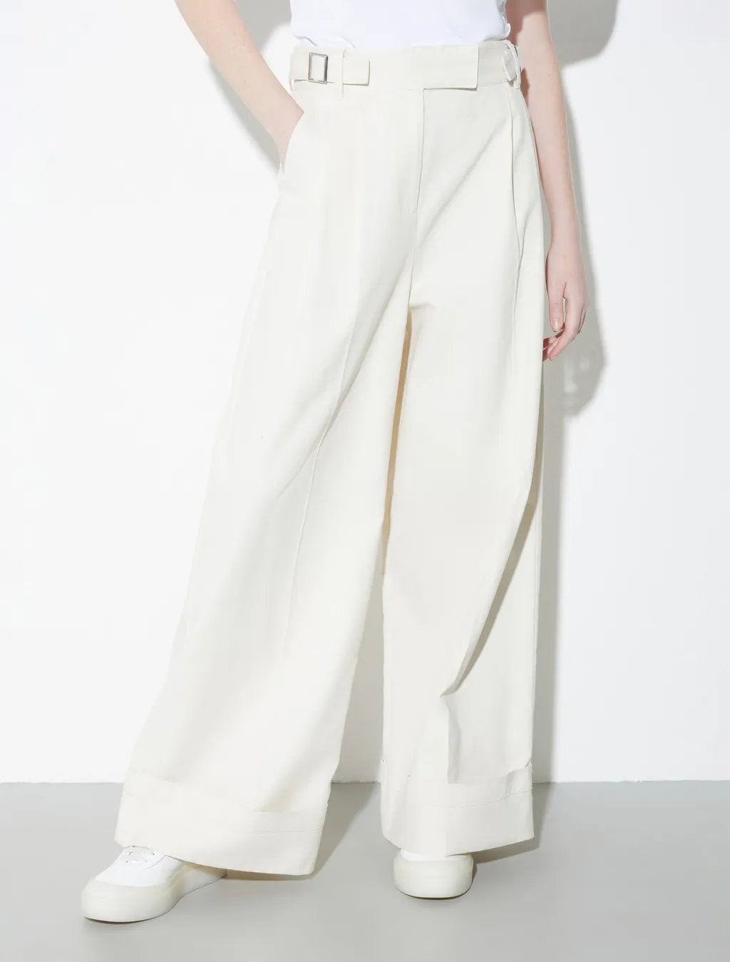 Wide-Leg Brushed Casual Pants
