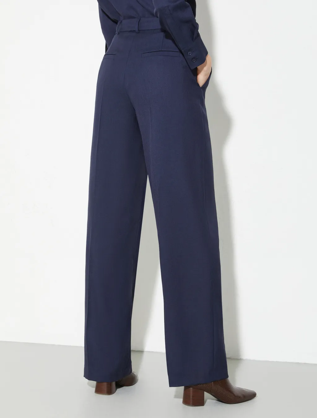 Wide-Leg Wool Twill Pants