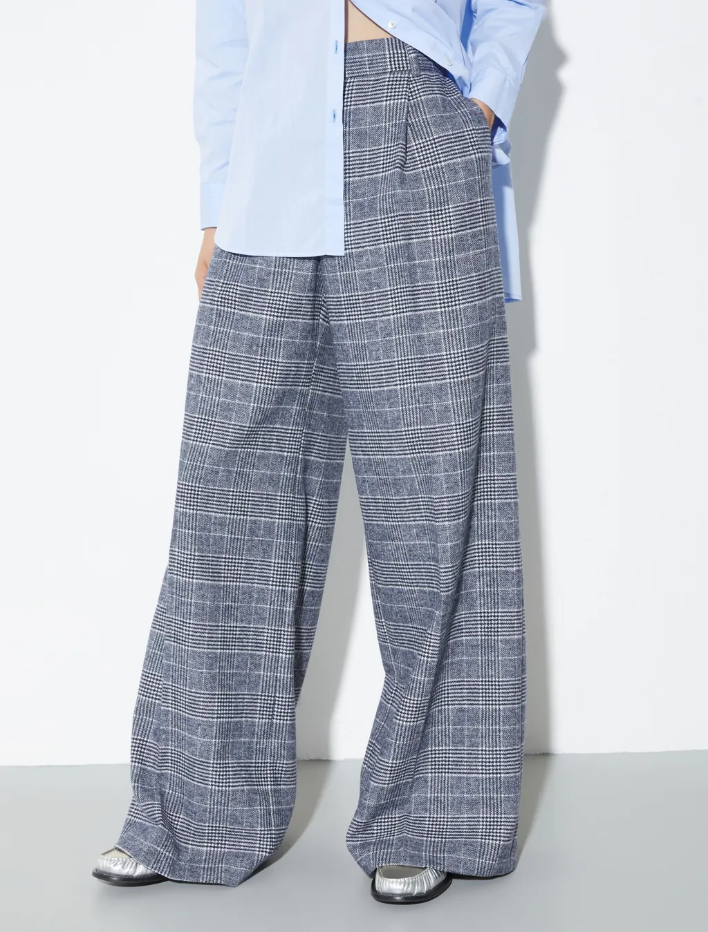 Wide-Leg Wool Casual Pants