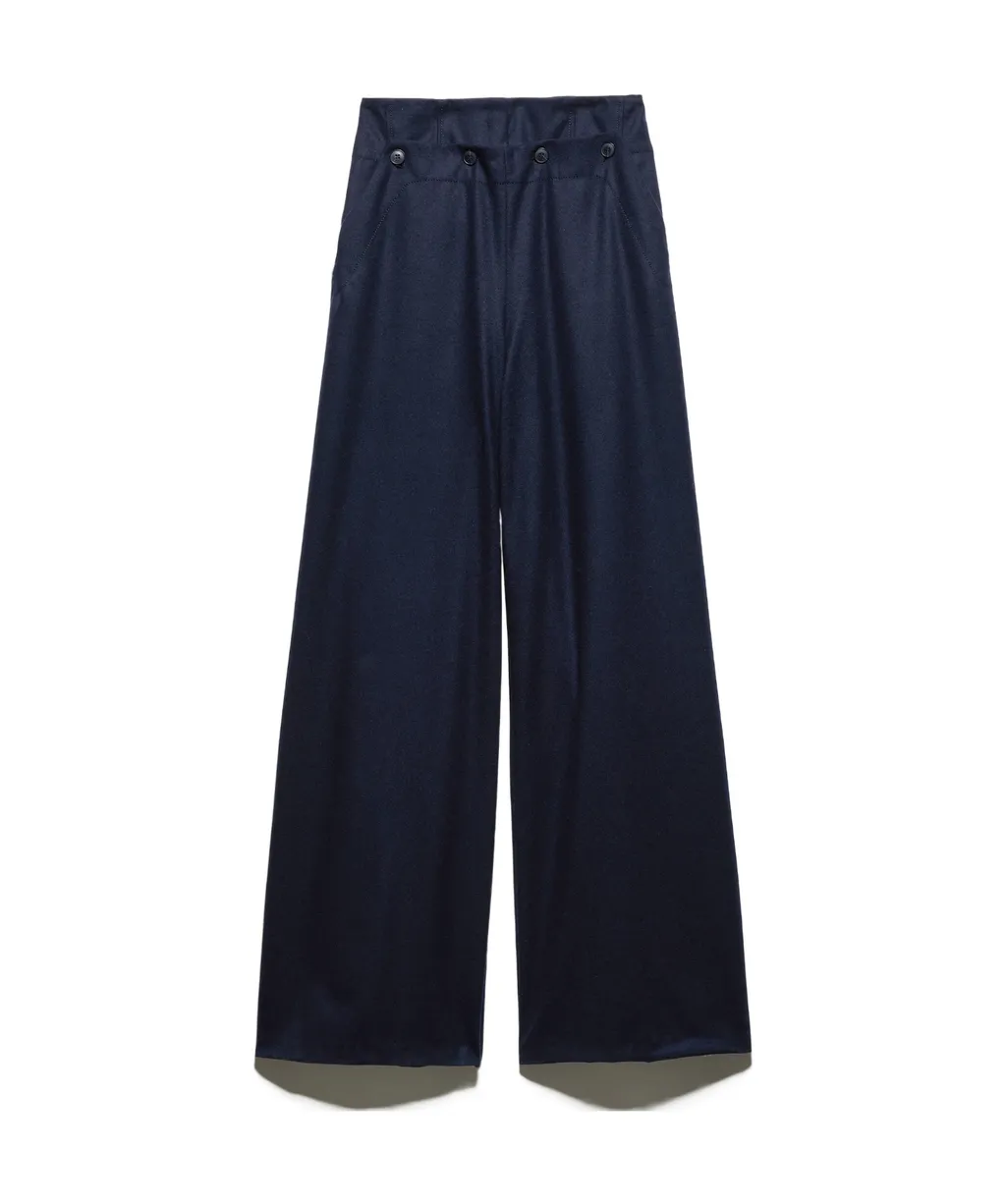 Wide-Leg Wool Casual Pants