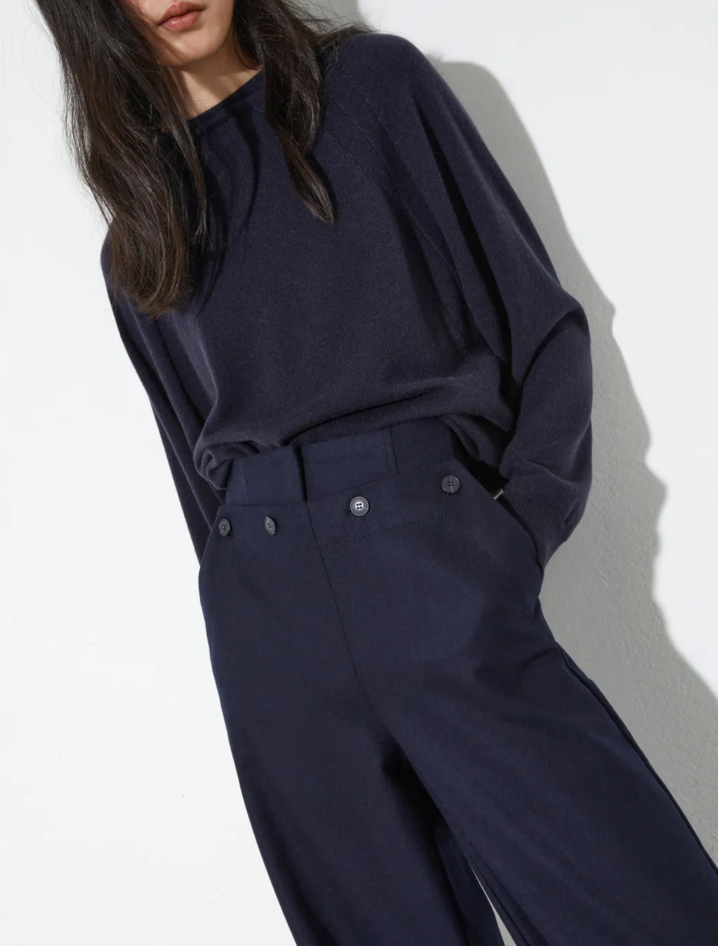 Wide-Leg Wool Casual Pants