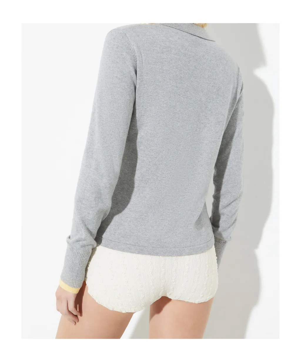 Long-Sleeved Knit Polo Shirt