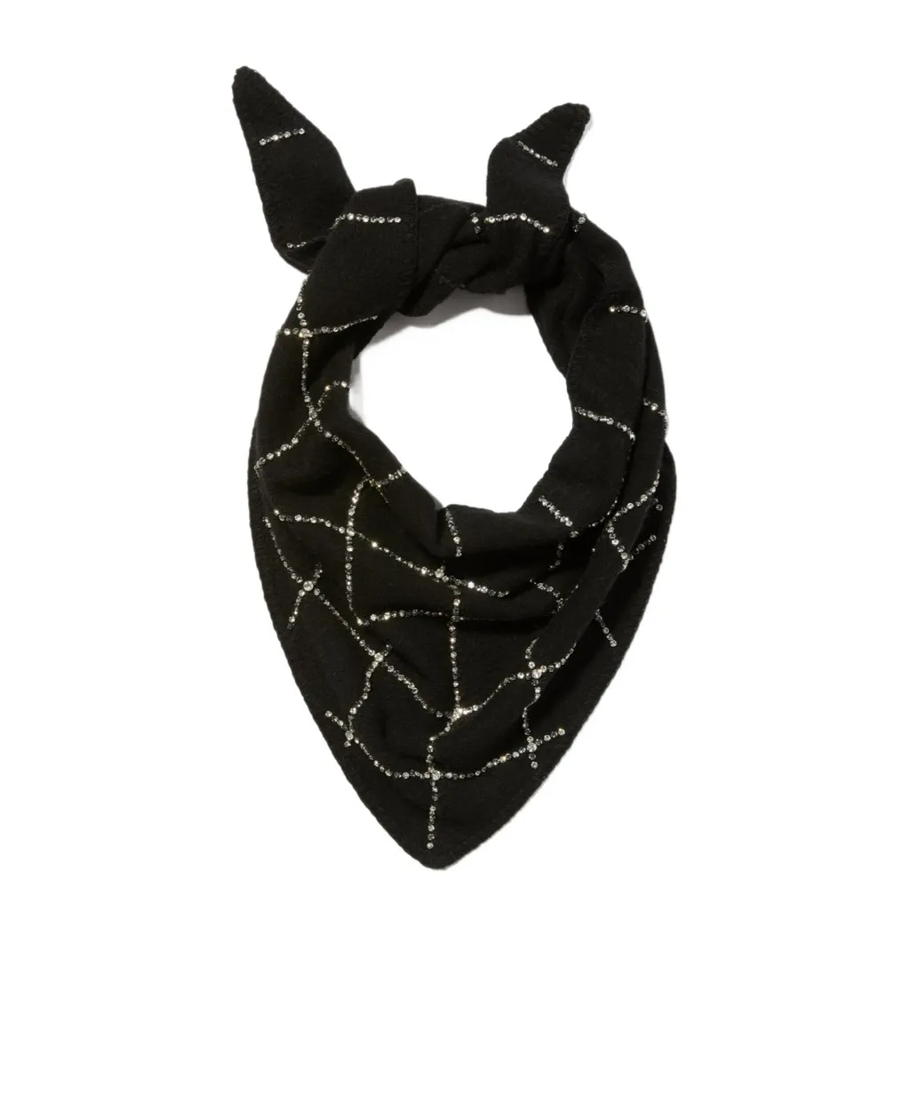 Rhinestone-Embellished Wool Scarf