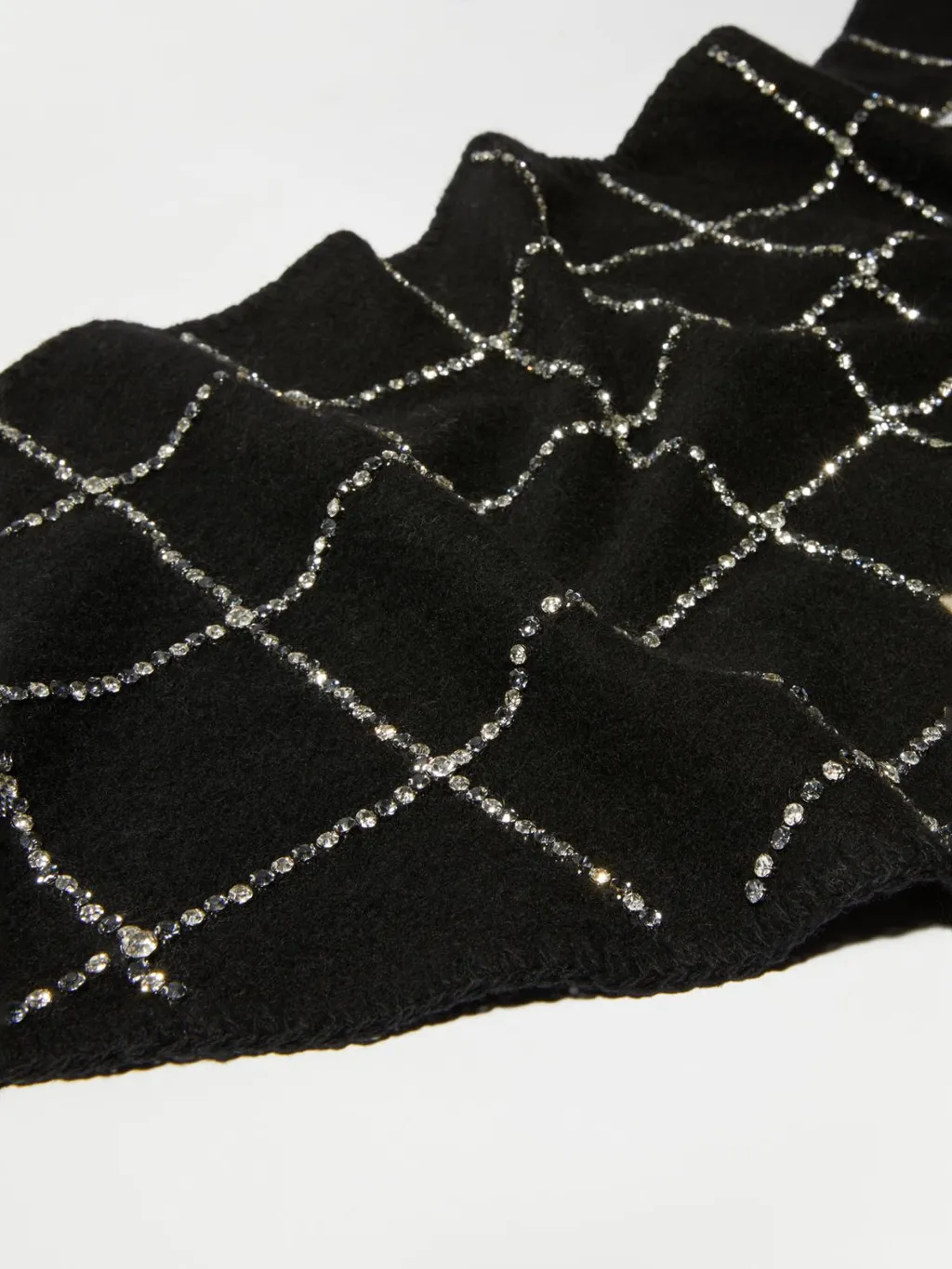 Rhinestone-Embellished Wool Scarf