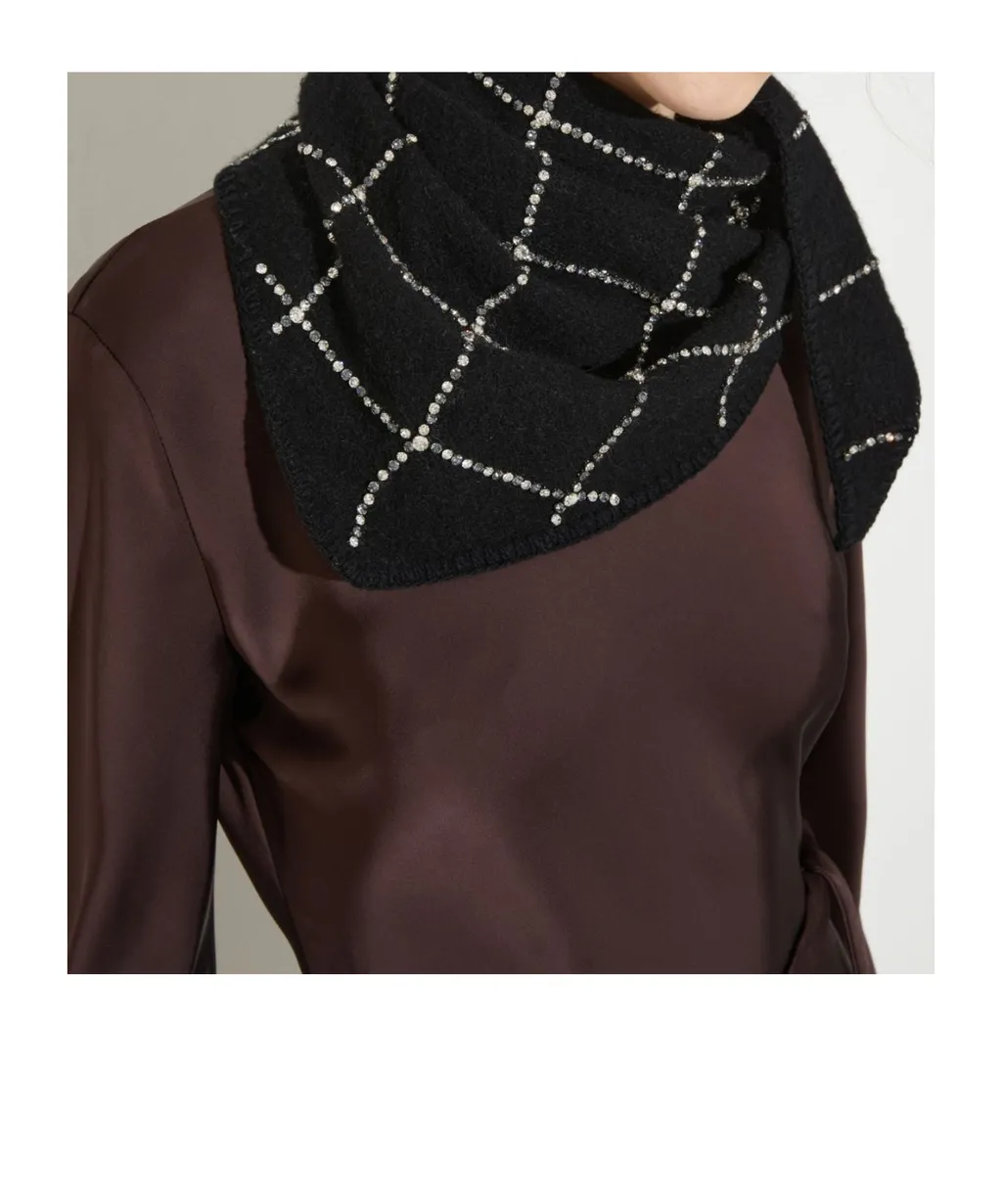 Rhinestone-Embellished Wool Scarf