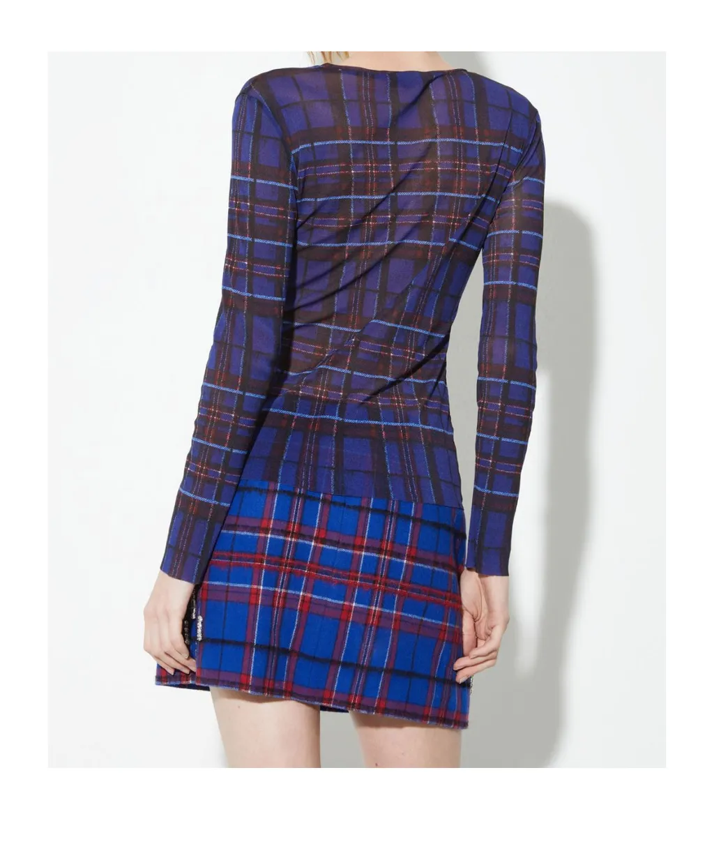 Tartan Tulle-Jersey T-Shirt