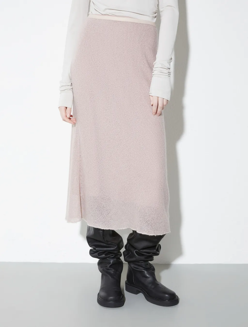 Wool Tulle Midi Skirt