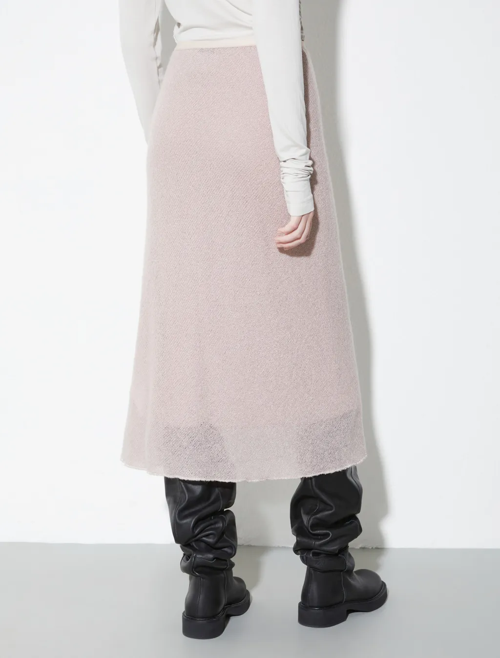 Wool Tulle Midi Skirt