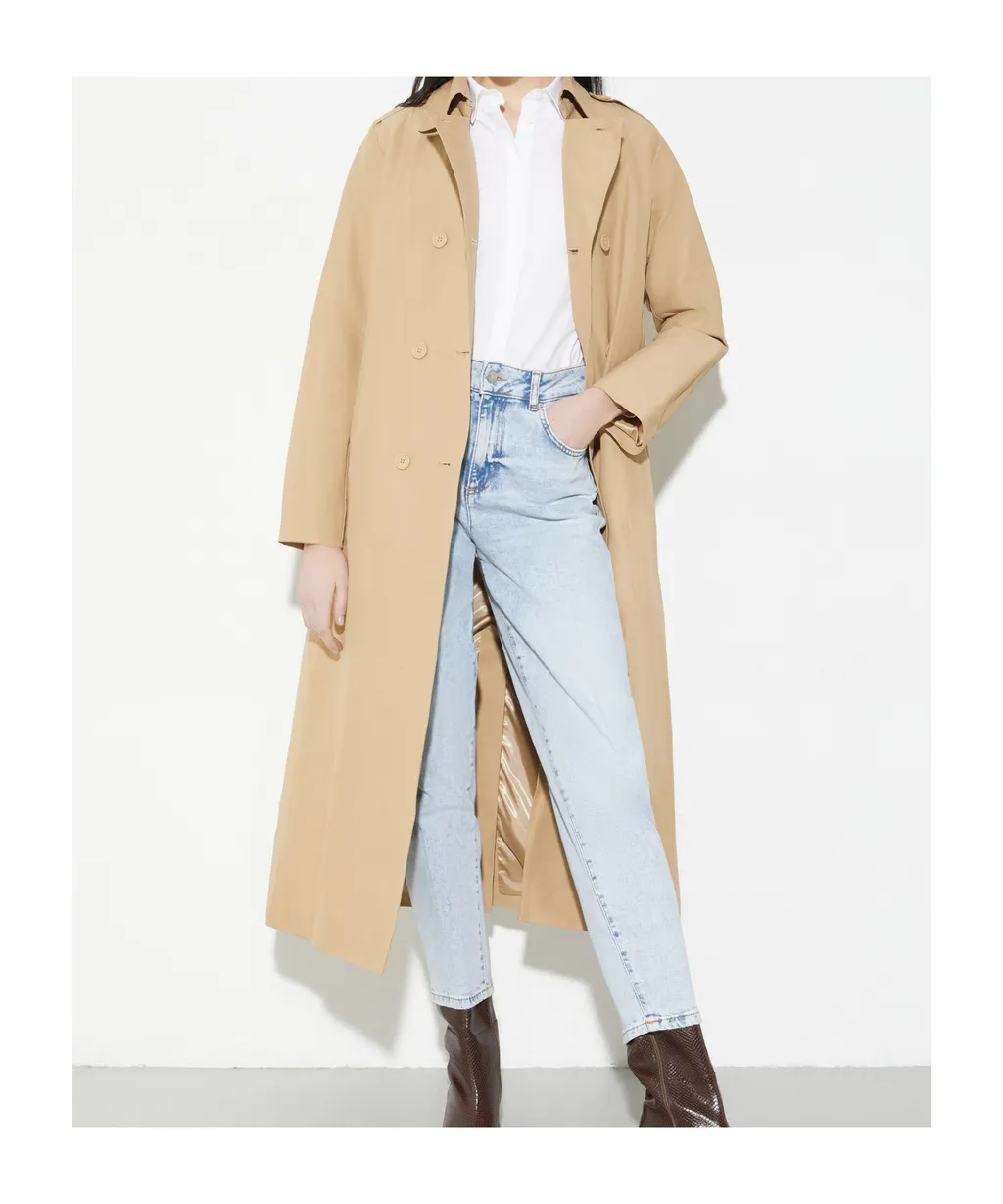 Long-Sleeved Mid-Length Trench Coat