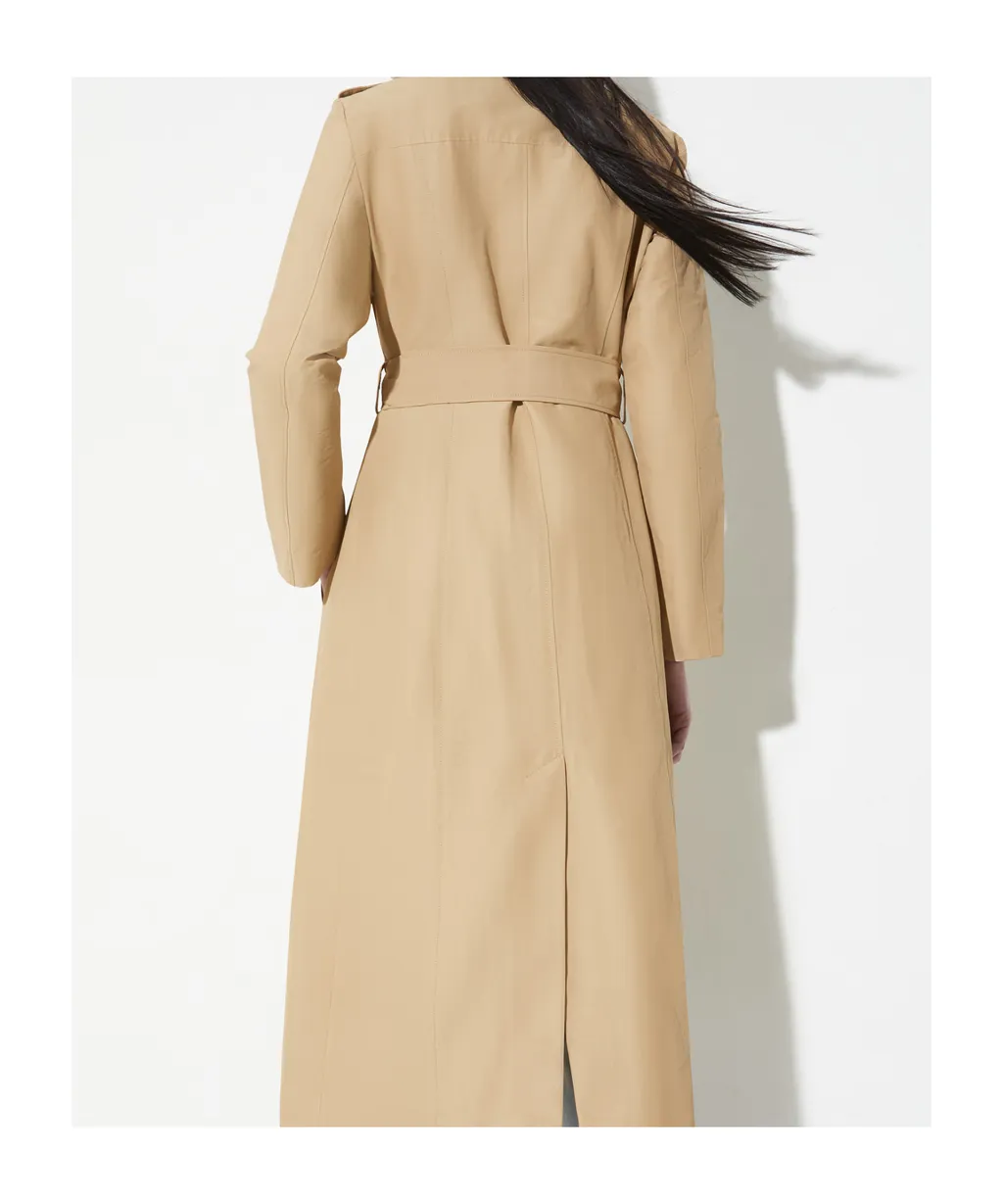 Long-Sleeved Mid-Length Trench Coat