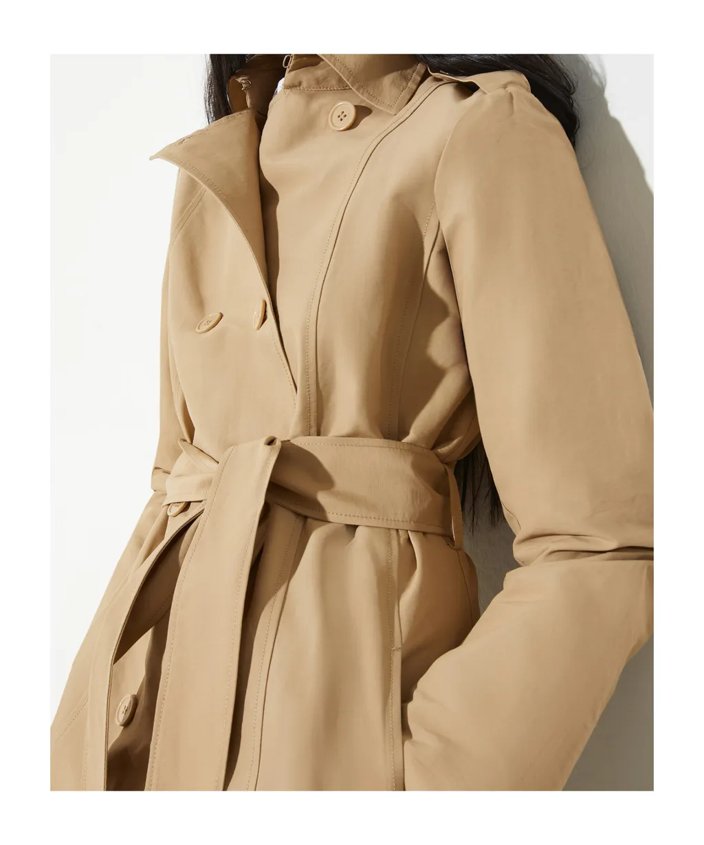 Long-Sleeved Mid-Length Trench Coat