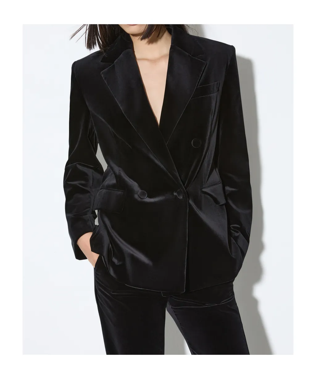 Double-Breasted Blazer In Velvet