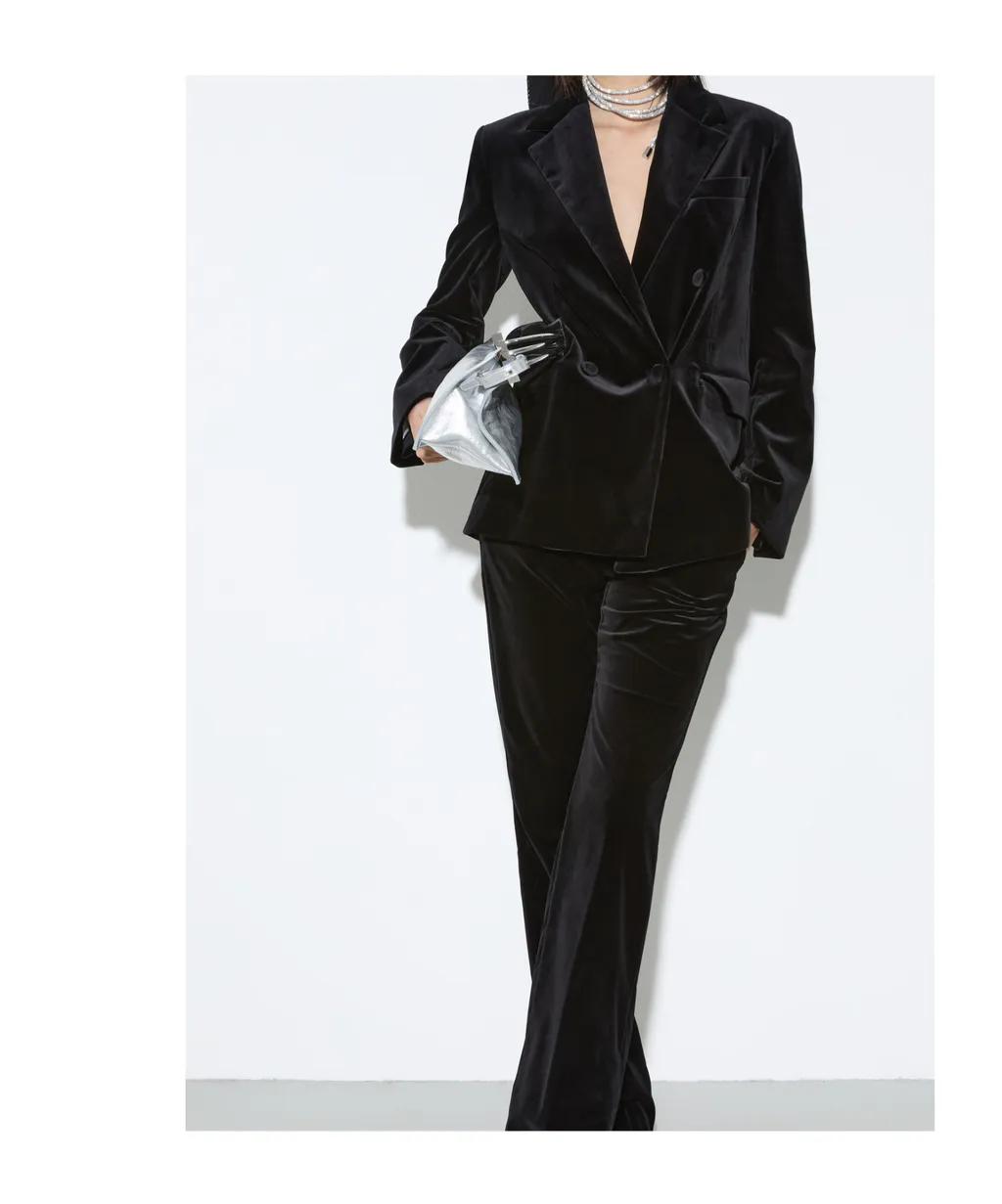 Double-Breasted Blazer In Velvet