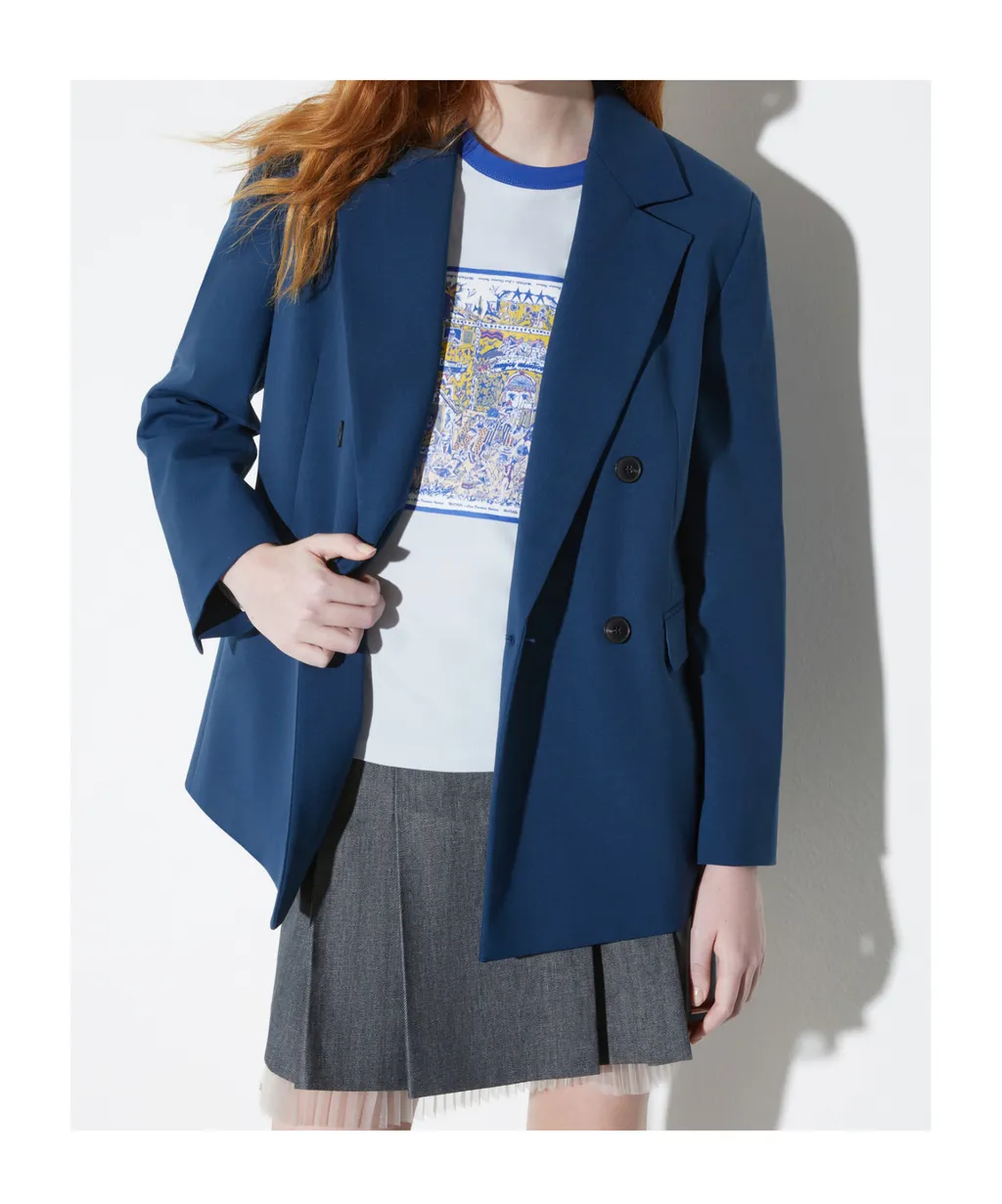 Double-Breasted Gabardine Blazer