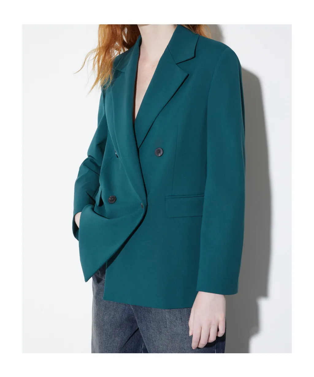 Double-Breasted Gabardine Blazer