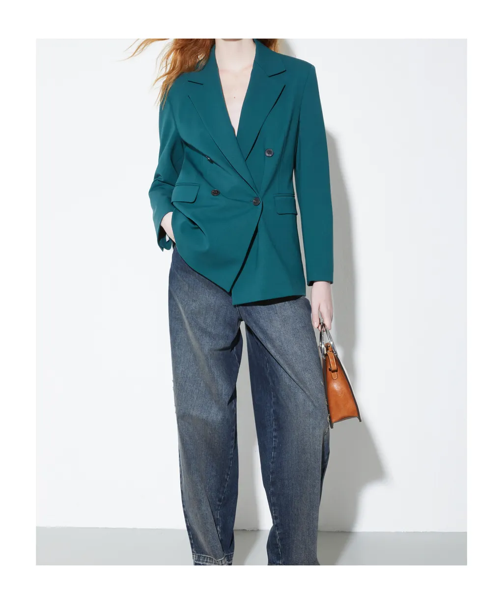 Double-Breasted Gabardine Blazer