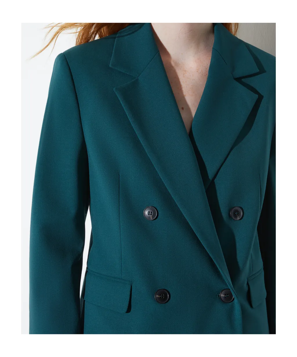 Double-Breasted Gabardine Blazer