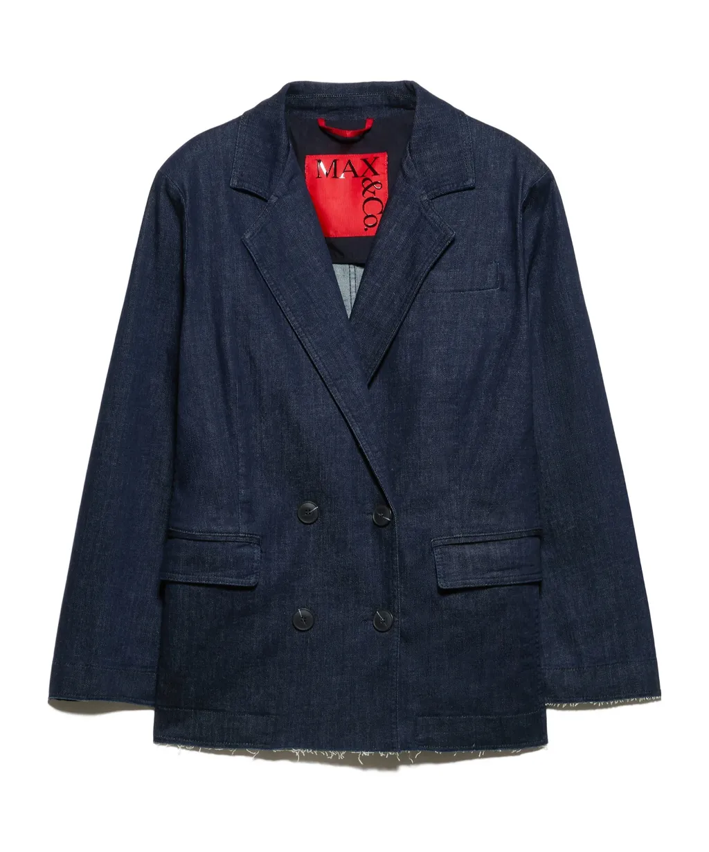 Double-Breasted Denim Blazer