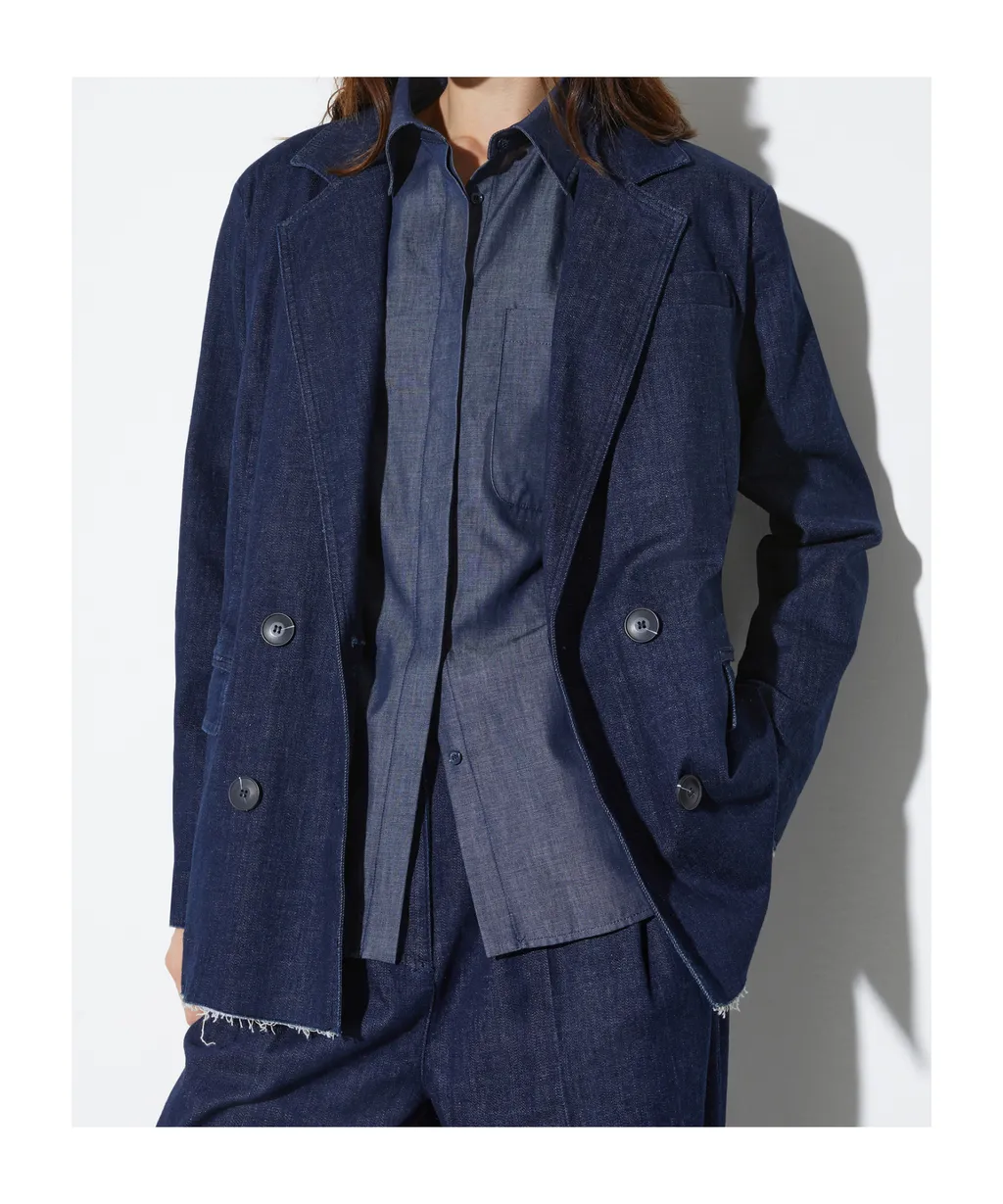 Double-Breasted Denim Blazer