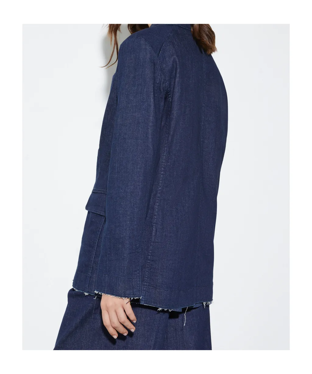 Double-Breasted Denim Blazer