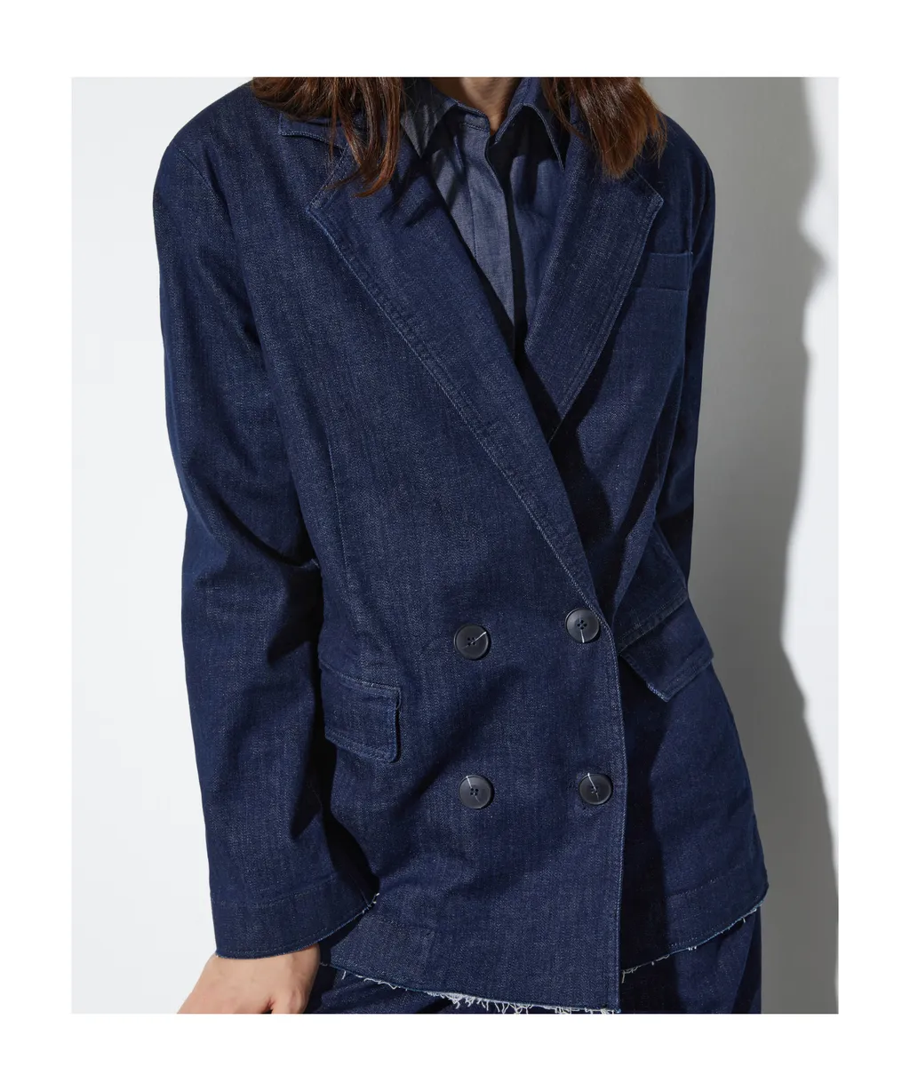 Double-Breasted Denim Blazer