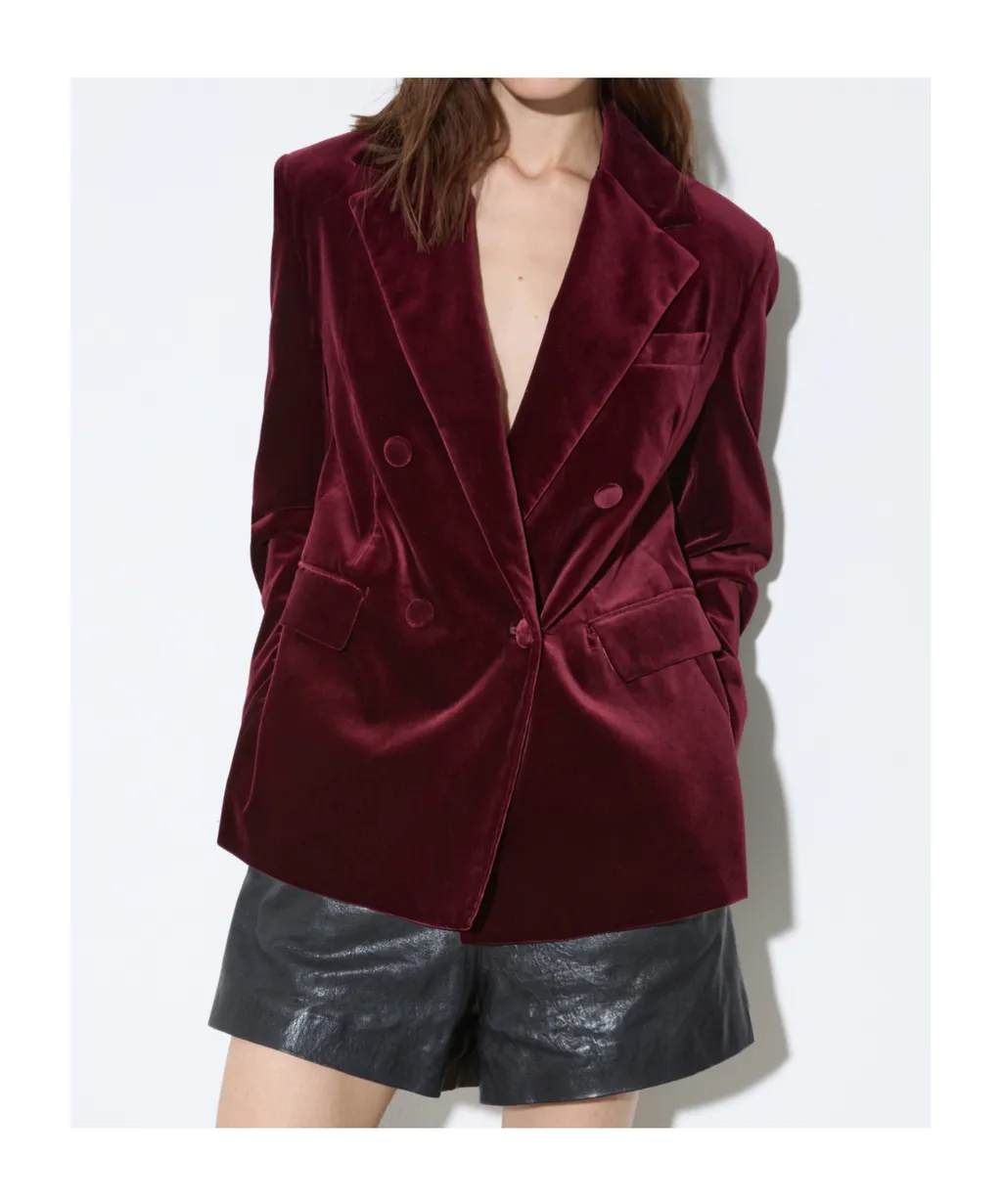 Double-Breasted Blazer In Velvet