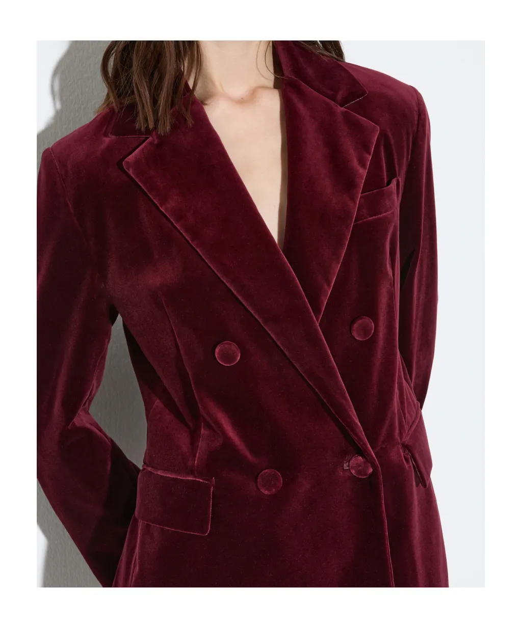 Double-Breasted Blazer In Velvet