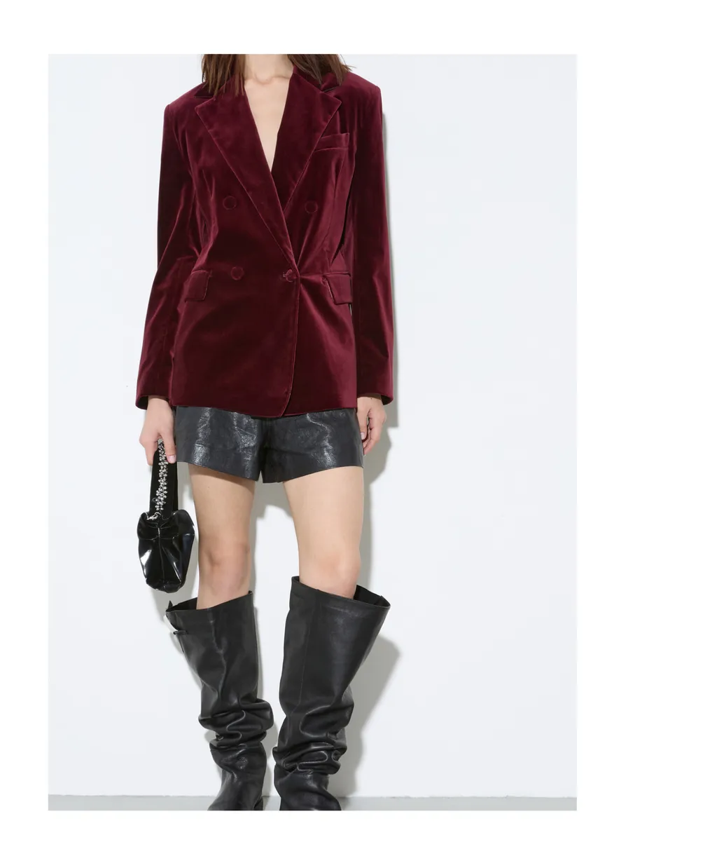 Double-Breasted Blazer In Velvet