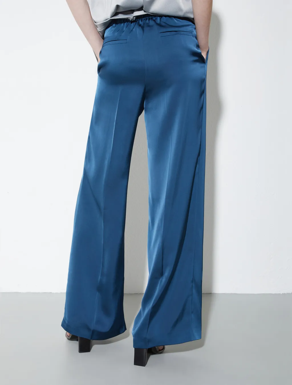 Flowing Satin Wide-Leg Trousers