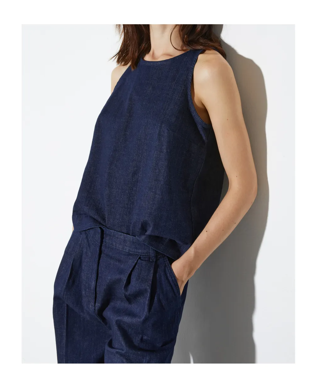Slit Denim Top