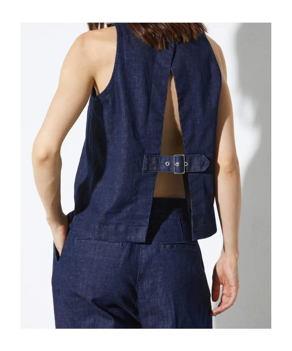 Slit Denim Top
