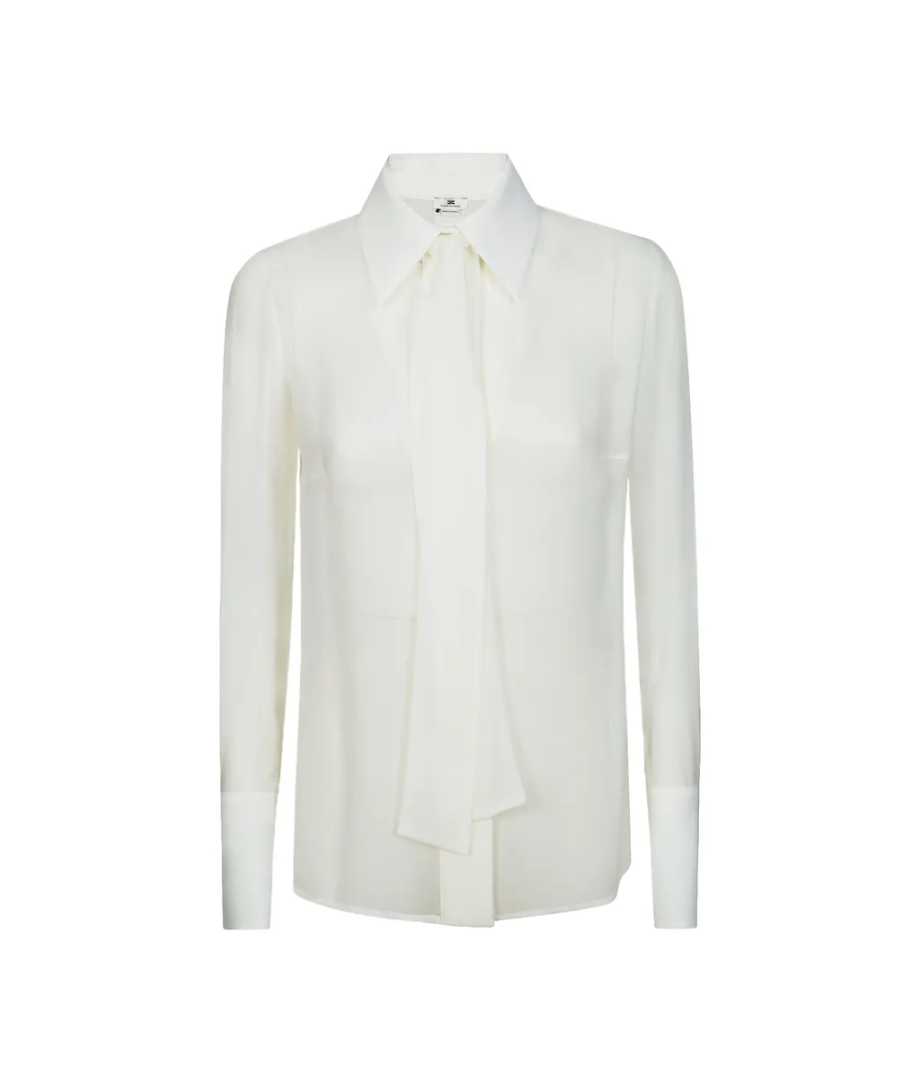 Elisabetta Franchi Sash Belt Georgette CrÊPe Fabric Blouse