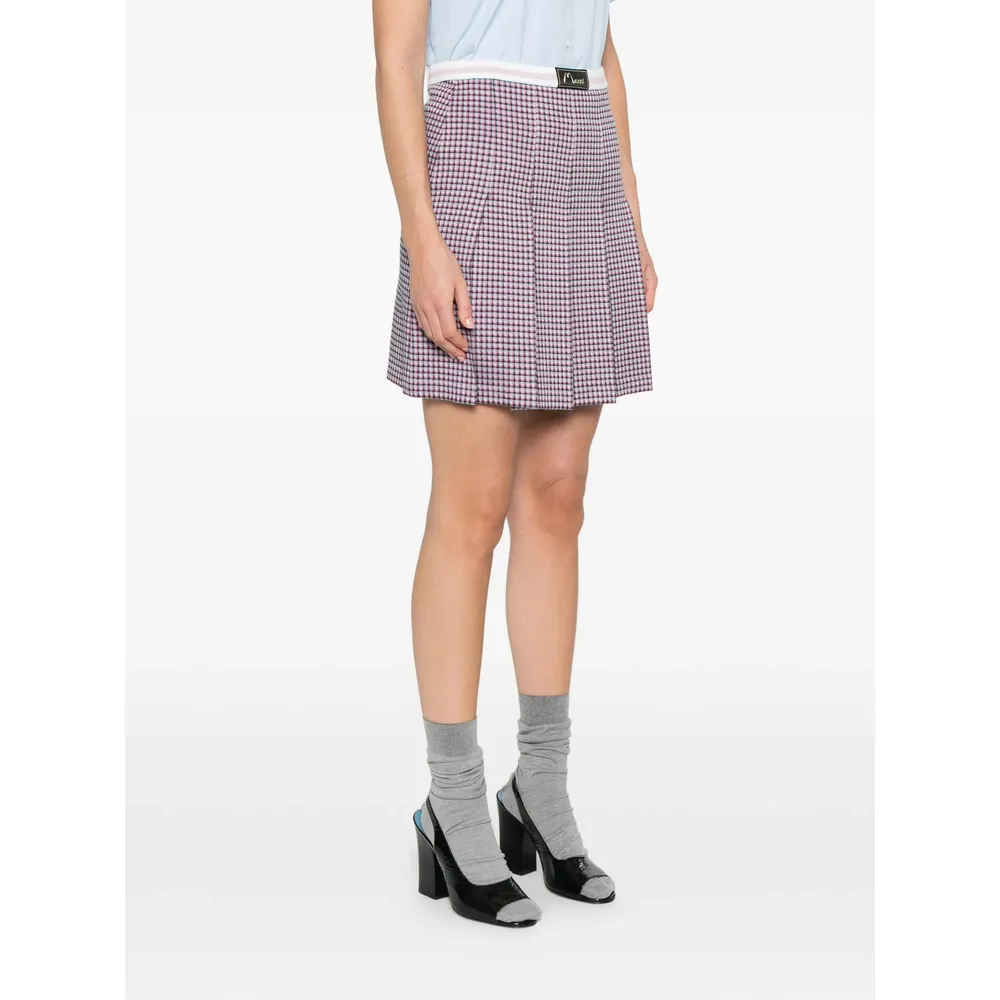 Check-Patten Pleated Skirt