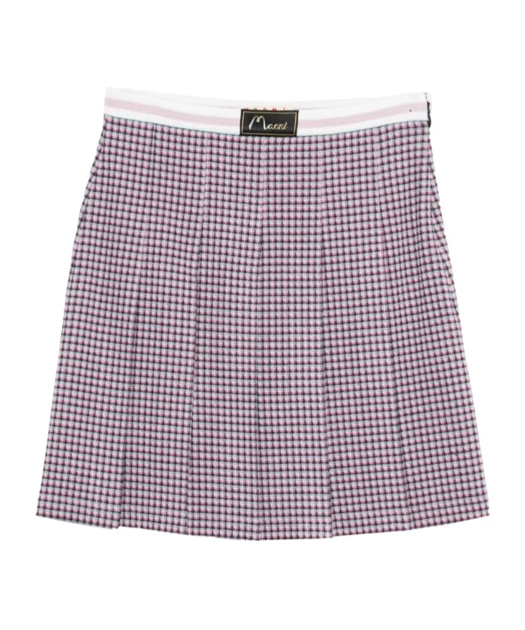 Check-Patten Pleated Skirt