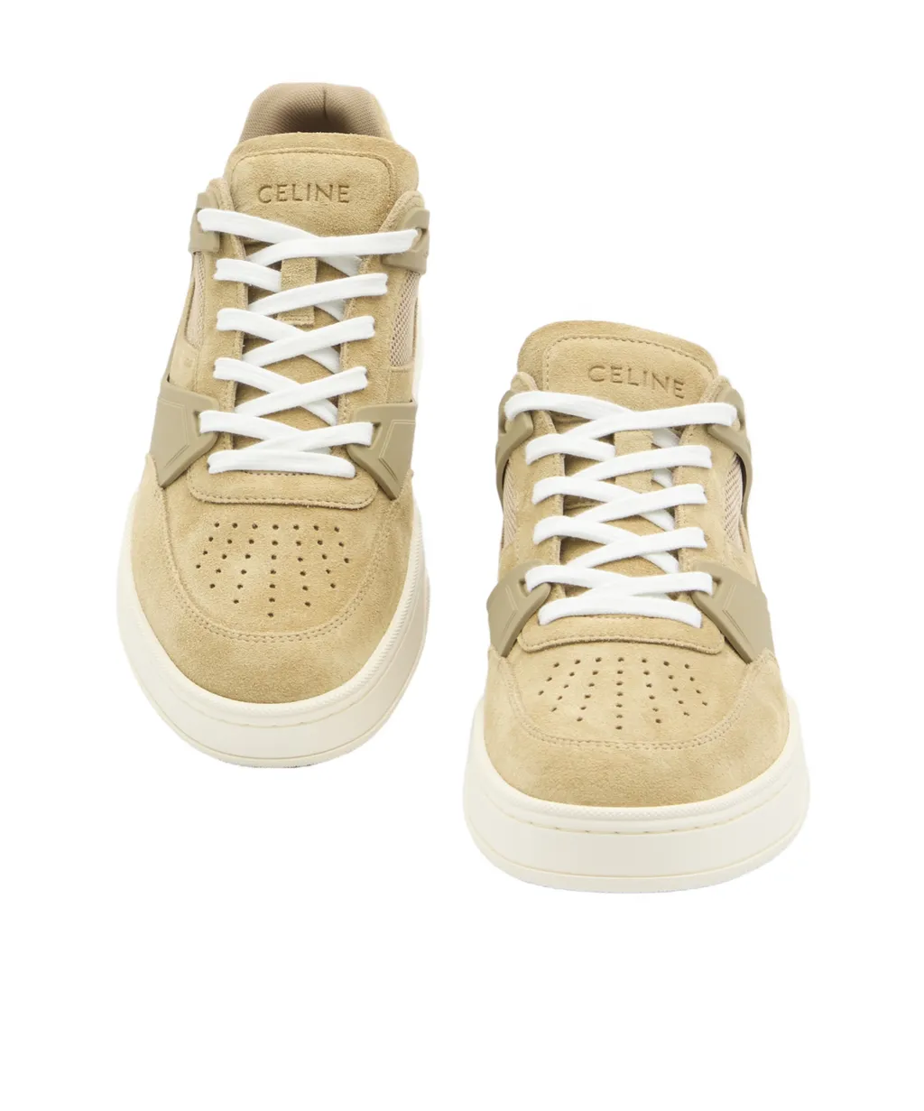 Celine Trainer Ct-09 Low Lace-Up Sneaker In Suede Calfskin And Mesh
