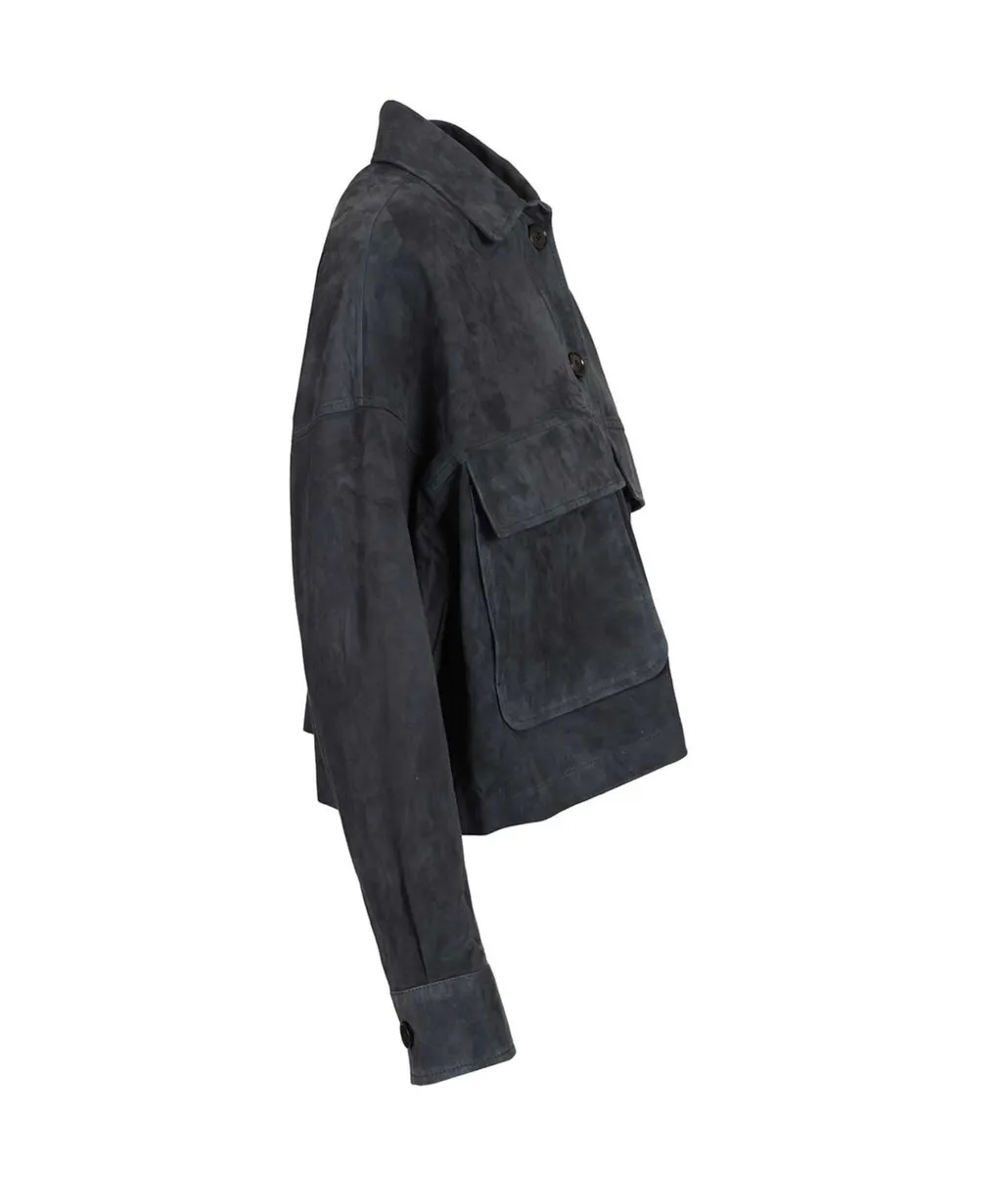 Long-Sleeved Leather Jacket