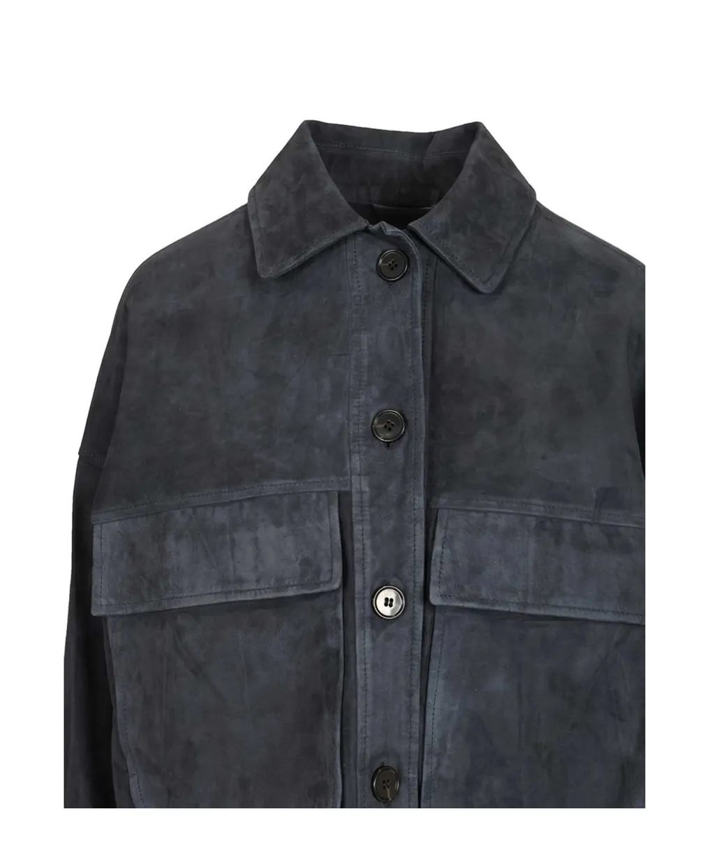 Long-Sleeved Leather Jacket