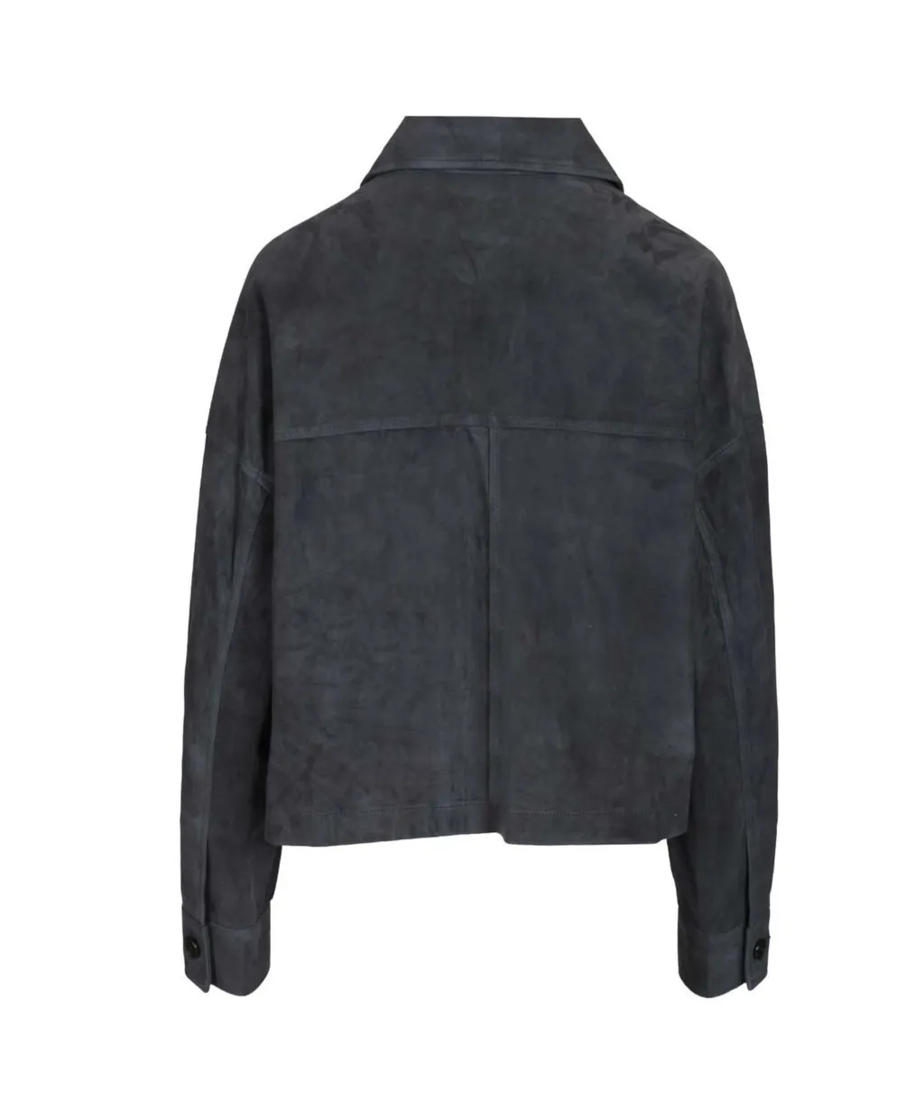 Long-Sleeved Leather Jacket