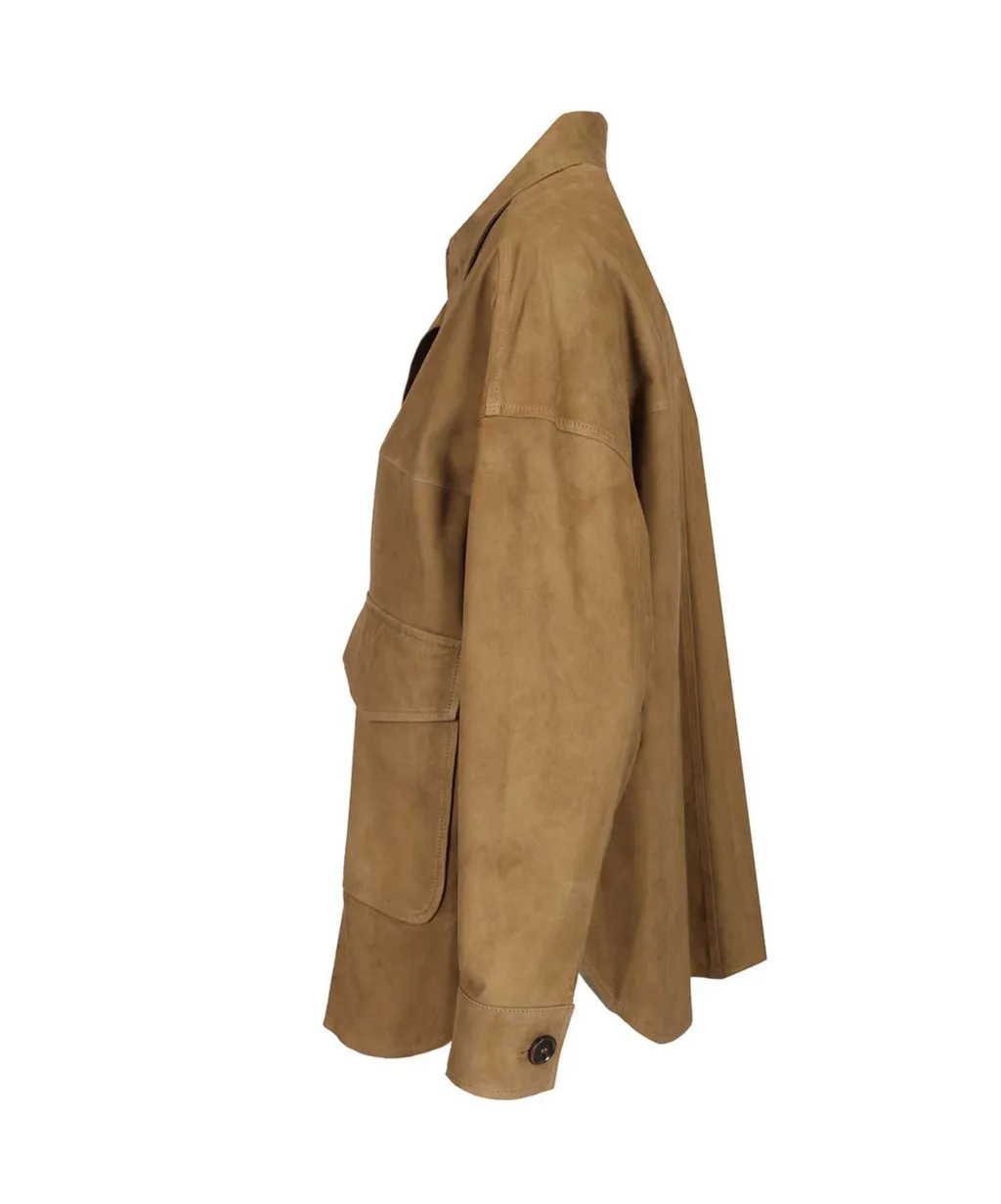 Long-Sleeved Leather Jacket