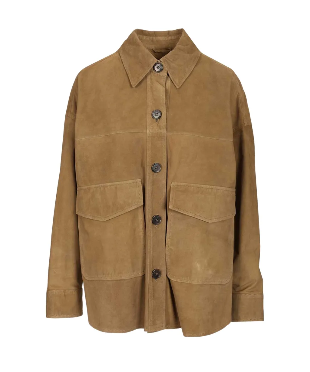 Long-Sleeved Leather Jacket