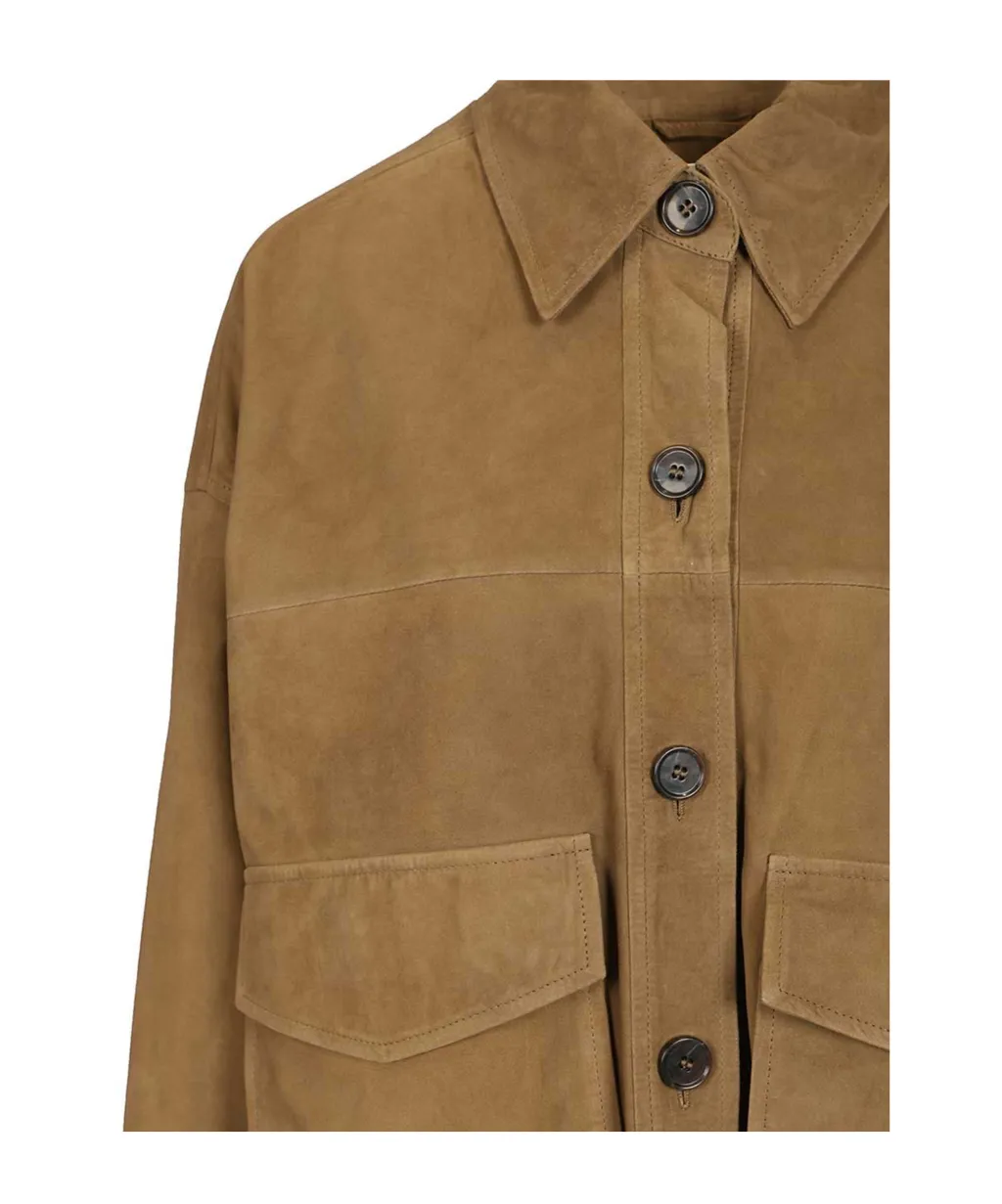 Long-Sleeved Leather Jacket