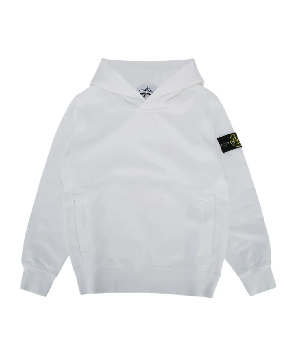 Stone Island Junior Long Sleeved Logo Patch Hoodie