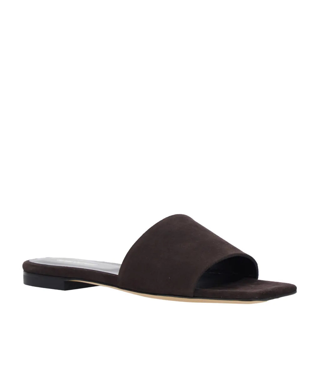 Slip-On Sandals With Square Toe In Suede