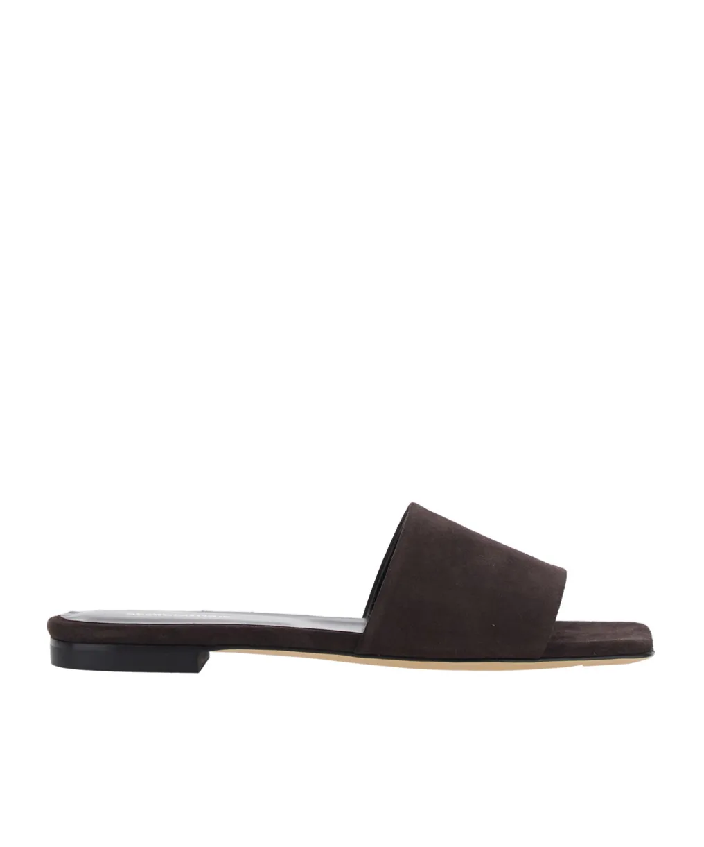 Slip-On Sandals With Square Toe In Suede