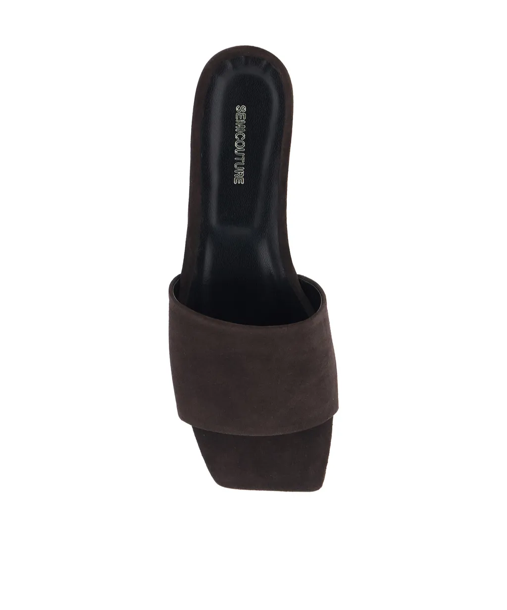 Slip-On Sandals With Square Toe In Suede
