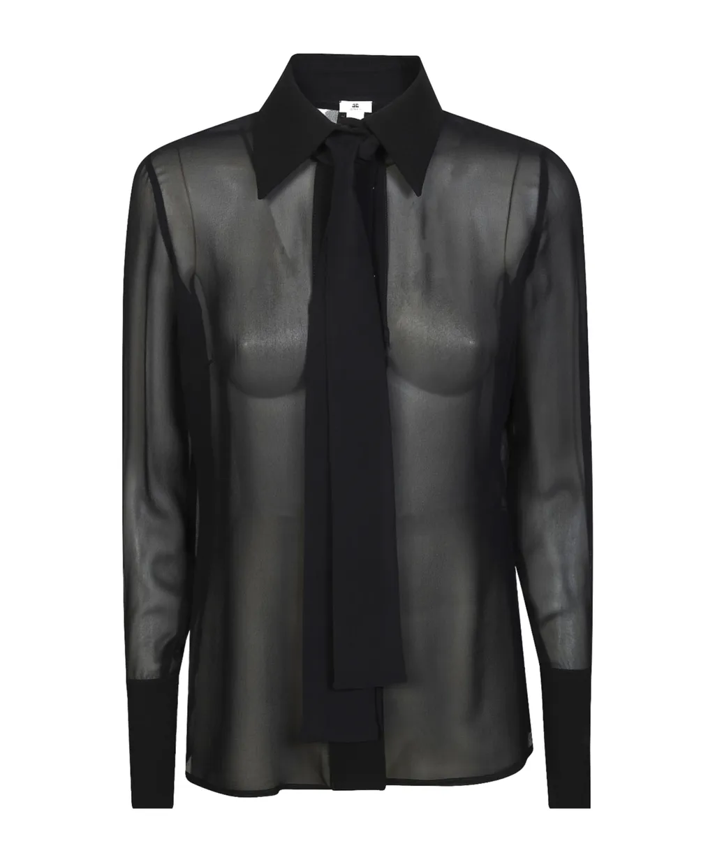 Elisabetta Franchi Sash Belt Georgette CrÊPe Blouse